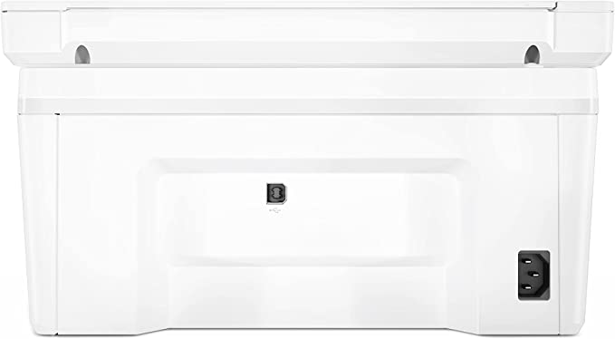 HP LaserJet MFP M141w rear view showing the USB and power ports