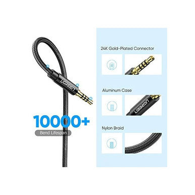 UGREEN 3.5mm Male to Female Extension Audio Cable - Nylon Braided,1.5M Black | 40674