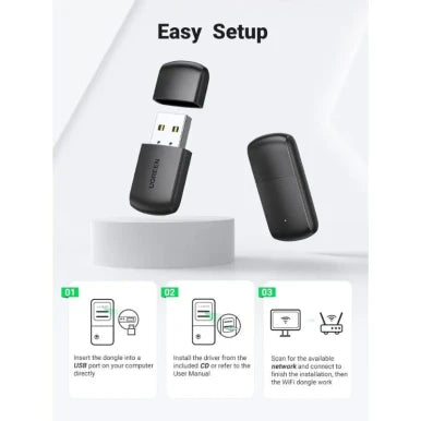 UGREEN AC650 USB WiFi Adapter Dual-Band 5GHz/2.4GHz High-Speed Wireless Dongle