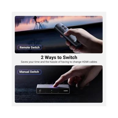 UGREEN CM624 Ultra HD 8K@60Hz HDMI 2.1 Switch 3 In 1 Out Aluminum Body with Remote Control | 15604