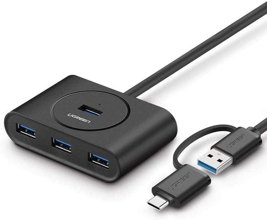 Ugreen USB 3.0 Hub with Type C Port, Black ( 1m Length) | 40850