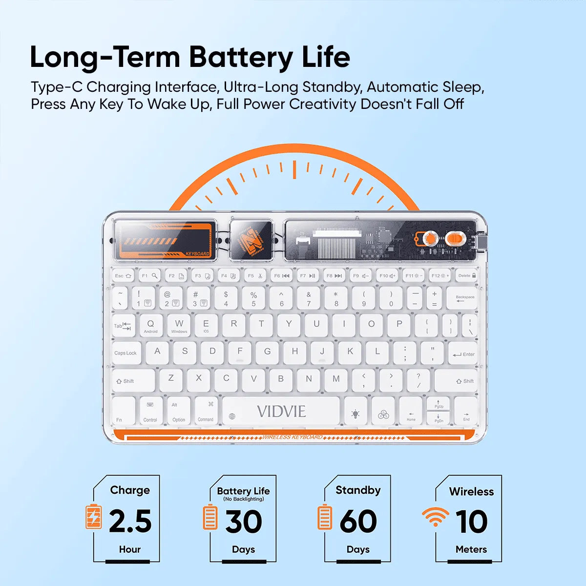 Vidvie Transparent Smart Wireless Keyboard