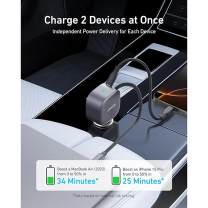 Anker Nano 75W Car Charger (Built-In Retractable USB-C Cable)