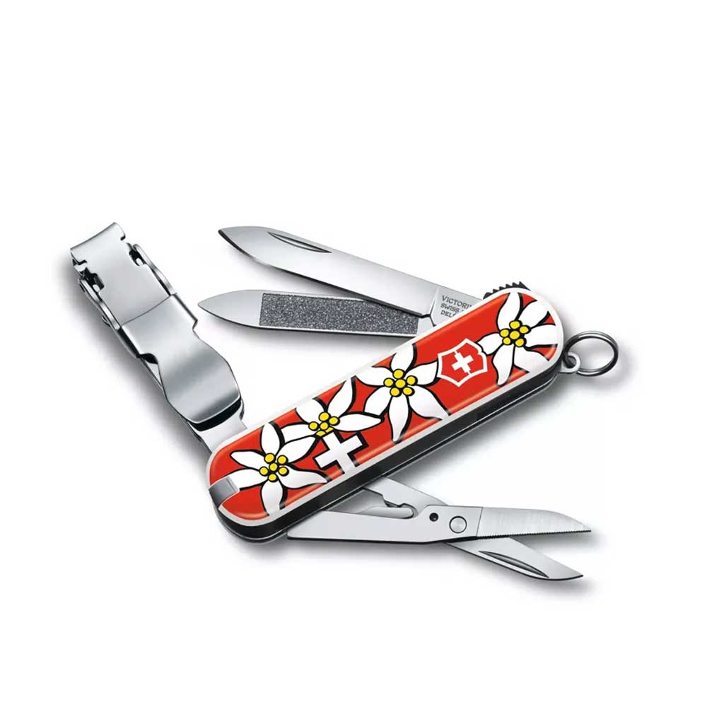 Victorinox, Small Pocket Knives- Nailclip 580- 8 Func- Flowers Red/W - available at LYNQED Lebanon