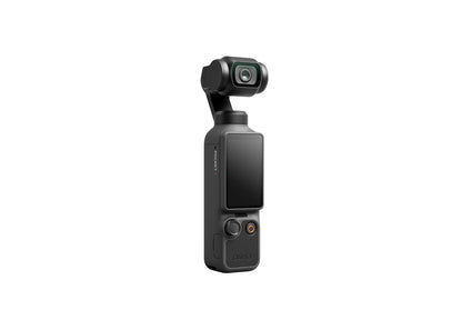 DJI Osmo Pocket 4 front-left view showing the record button and joystick