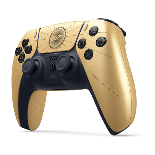 007 First Light gold DualSense controller at an angle