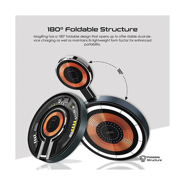 Promate MagRing 2-in-1 15W MagSafe Charger 3W Foldable Apple Watch Charger - My Store