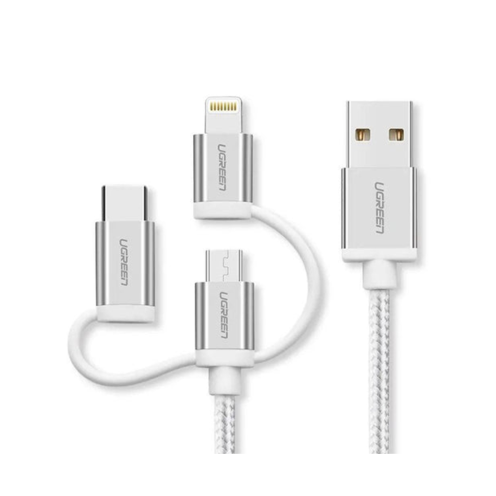 UGreen 1.5m USB to 3 in1 Lightning+ Type C +Micro USB Male Lightning Charging & Sync Cable | 50203