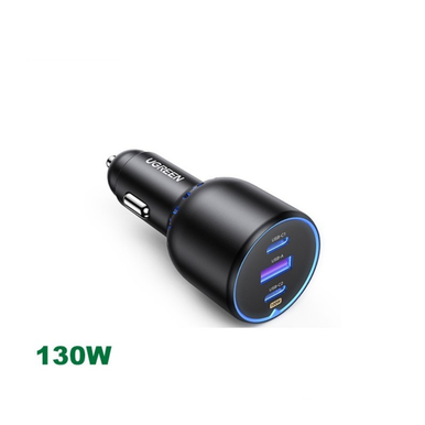 UGREEN 130W 3 Ports Fast Car Charger, for Phones, Tablets, Ipads, Laptops & MacBooks | 90413