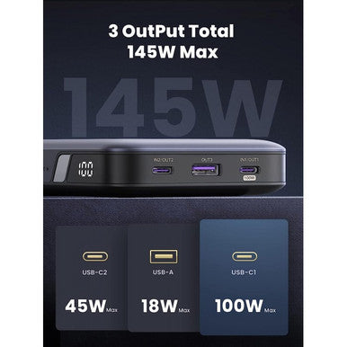 UGREEN  145W Output Portable Power Bank Charger Compatible with Laptops, MacBook Pro/Air, iPhone, Samsung  | 90597A