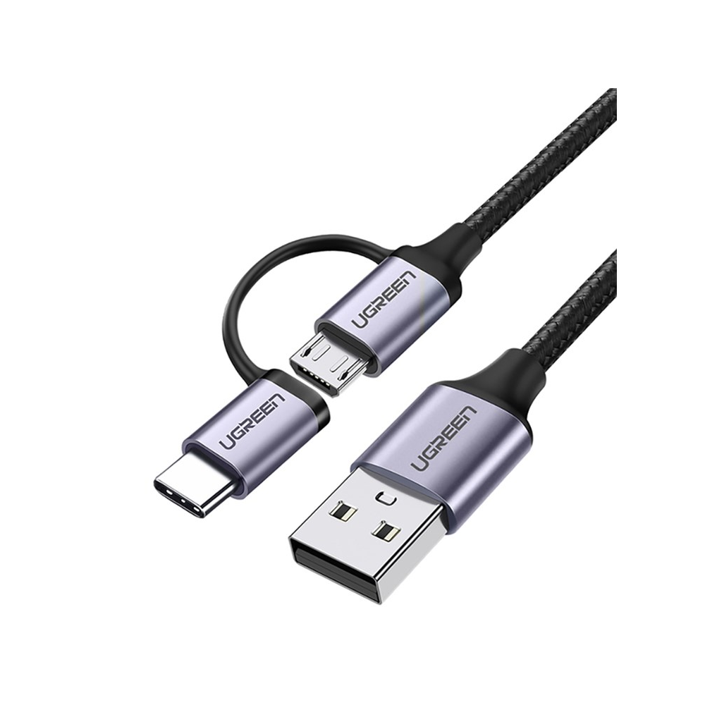 UGreen 1m USB To Micro USB + USB-C Fast Charge & Sync Cable |  30875