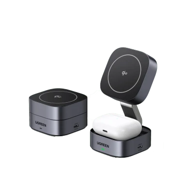 UGREEN 2-in-1 Qi2 Magnetic Foldable Wireless Charger 15W - Grey | Qi2
