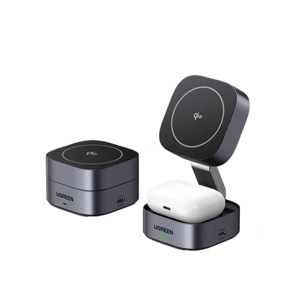 UGREEN 2-in-1 Qi2 Magnetic Foldable Wireless Charger 15W - Grey | Qi2