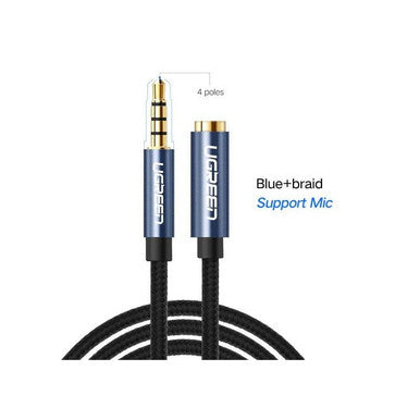 UGREEN 3.5mm Male to Female Extension Audio Cable - Nylon Braided,1.5M Black  | 40674