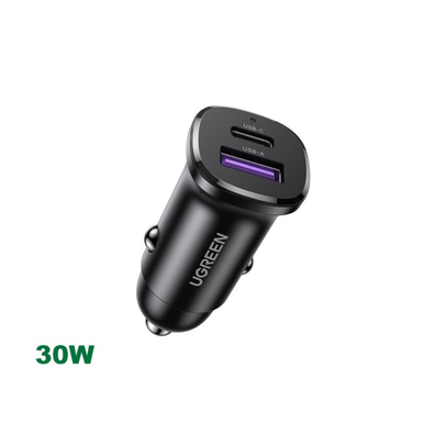 UGREEN 30W Dual Port Fast Car Charger, for Phones, Tablets & Ipads | 25845