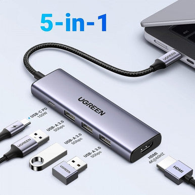 UGREEN 5-in-1 USB-C HUB Docking Station Adapter (With PD) | 15597