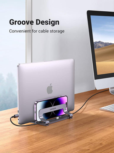 UGREEN 60643 — Dual Slot Aluminium Alloy Vertical Laptop Stand Holder | LP258