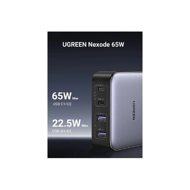 UGREEN 65W GaN Tech Chip, 4 Ports Charger for Phones, Tablets, Ipads, Laptops & MacBooks | 90747
