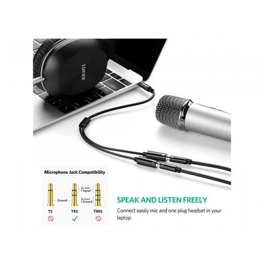 UGREEN Audio Cable Splitter 3.5mm male To 2 female 3.5mm Braid / Connects  Audio + Mic at the Same Time | 30620
