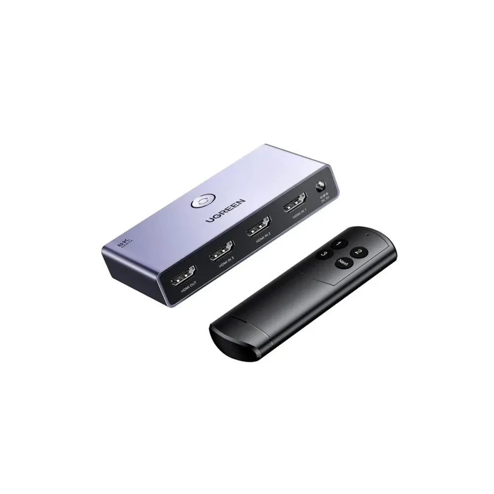 UGREEN CM624 Ultra HD 8K@60Hz HDMI 2.1 Switch 3 In 1 Out Aluminum Body with Remote Control | 15604
