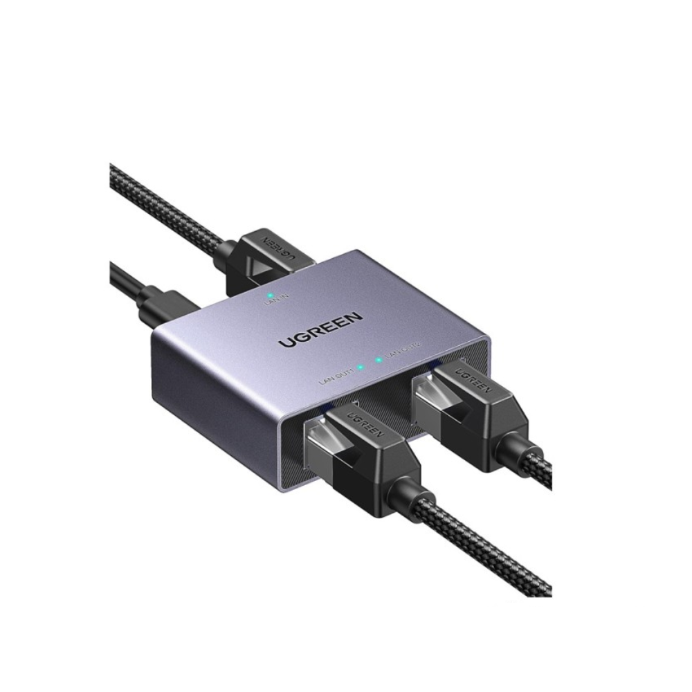UGREEN Gigabit Ethernet Splitter 1 TO 2 up to 100meter transmission without signal loss, Aluminum Material  | 45311