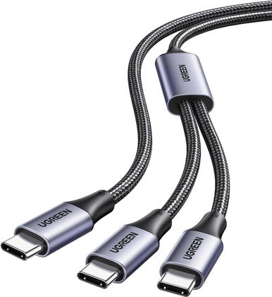 UGREEN US561 2-in-1 USB-C to Dual USB-C 100W Braided Cable 1.5m - Black | 35087