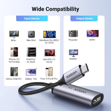 UGREEN USB-C Male to Diplay Port Female 8K | 15575