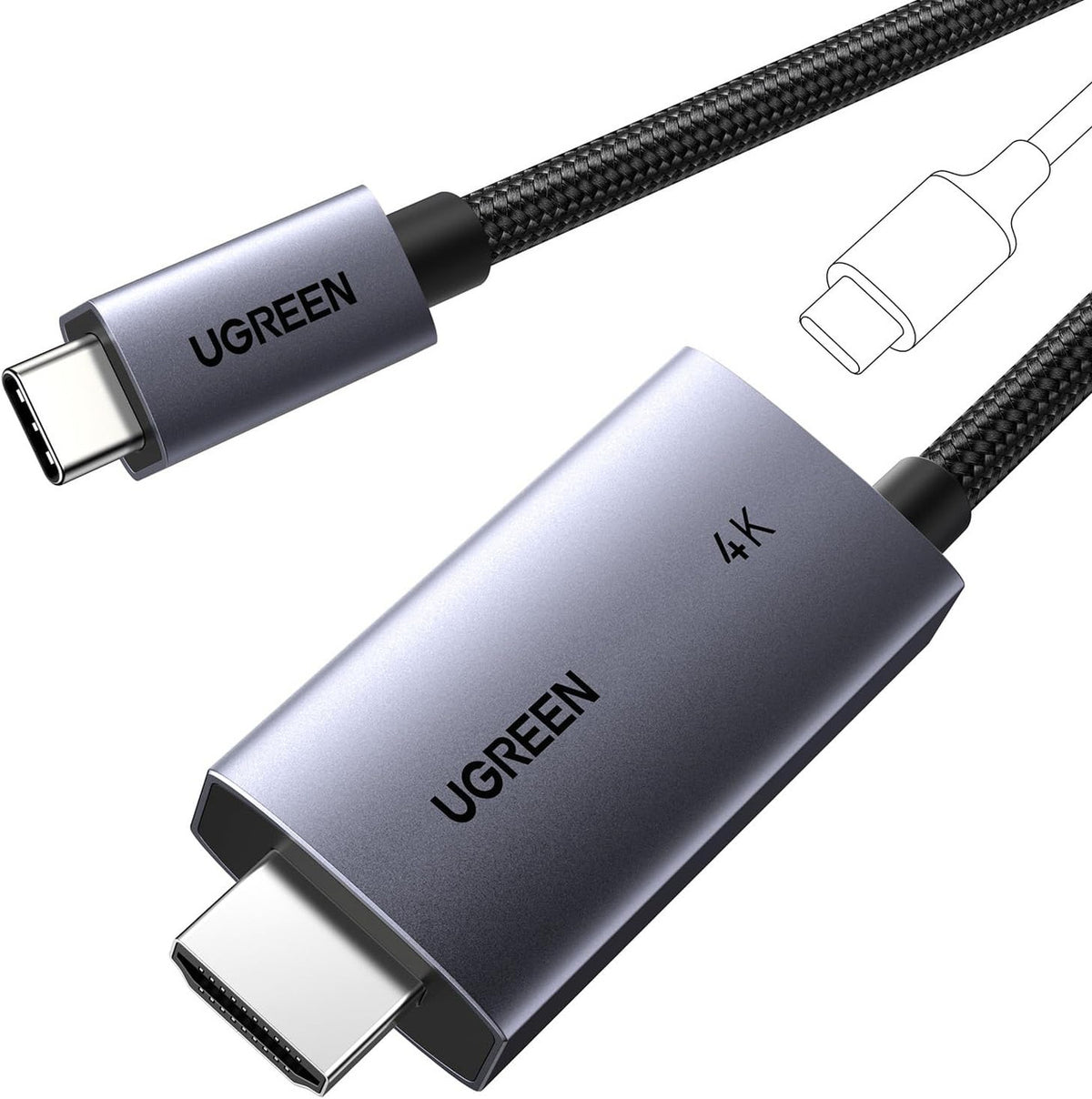 UGREEN USB C to HDMI Cable with 100W PD Fast Charging Adapter 4K@60Hz 2-in-1 Thunderbolt Unidirectional Type C to HDMI C