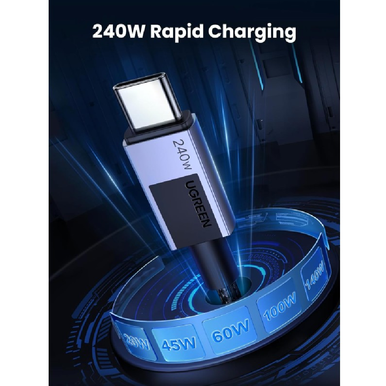 UGREEN USB-C to USB-C 240W Braided Cable & Aluminum Body - 2M | 45068