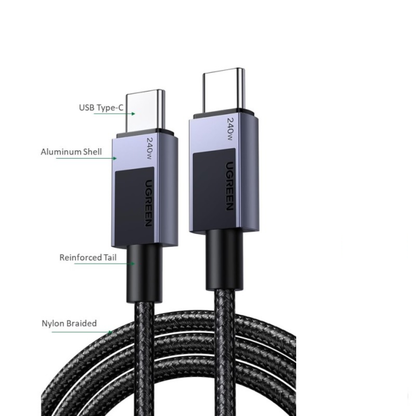 UGREEN USB-C to USB-C 240W Braided Cable & Aluminum Body - 2M | 45068