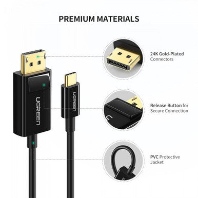 UGREEN USB Type-C To Display Port DP Cable  ,1.5 M Black | 50994